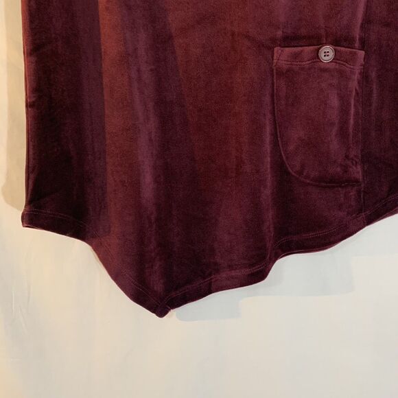 Westbound Tunic Women Small Maroon Velvet Lagenlook Asymmetrical Barbie Core - Picture 3 of 6